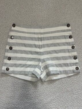 Women’s Loft High Waisted Sailor Shorts, White and Grey Stripes
